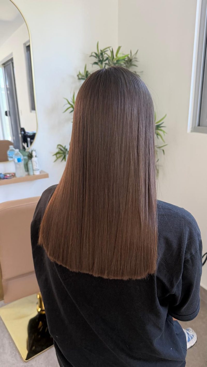 Sleek brunette blunt cut